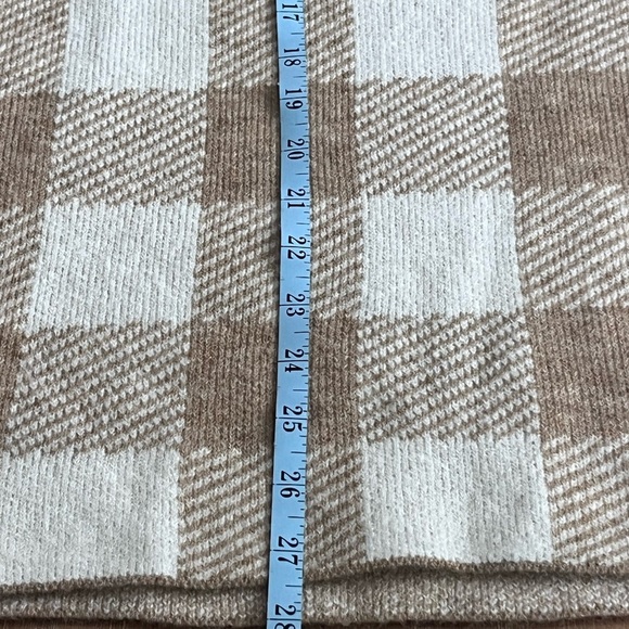 Loft Plaid Tan and White Women's Sweater L - Picture 7 of 8